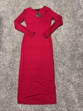 Women's Long Sleeve Red Maxi Dress